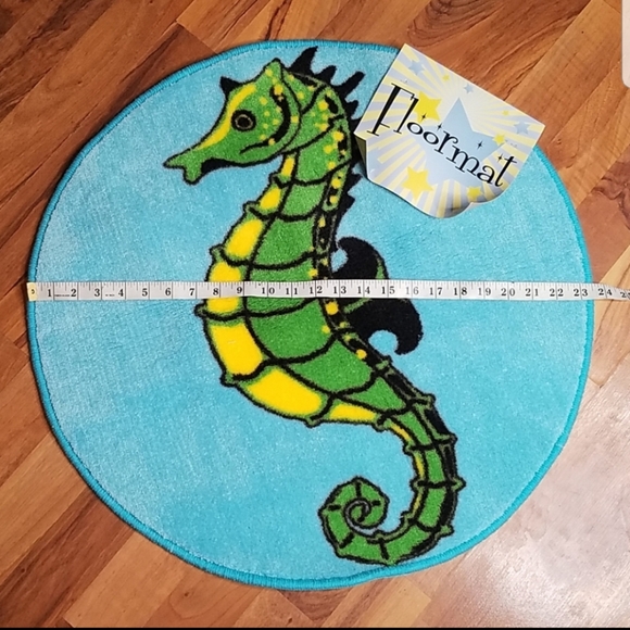 Seahorse Bath Matt Rug Non Slip Bottom Fish blue - Picture 3 of 4